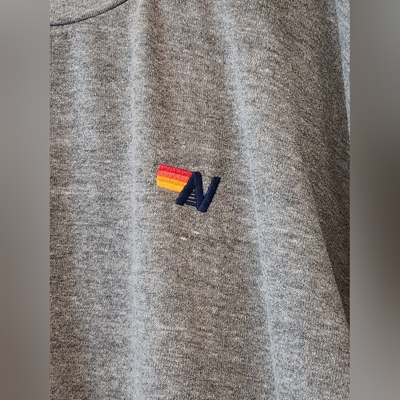Aviator Nation Gray Crewneck with Colorful Sleeve Stripes (Size Medium) - Picture 5 of 5